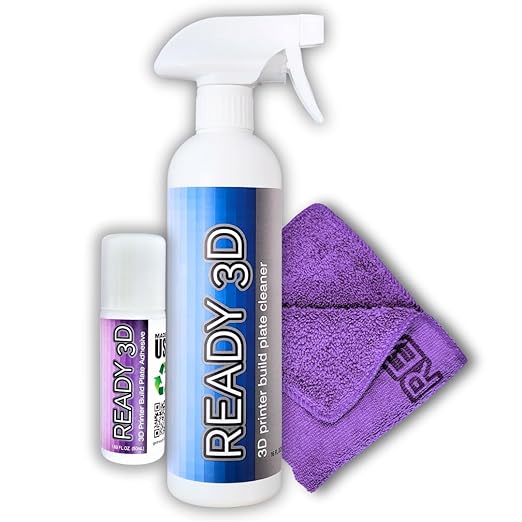 3D Printer 50mL Build Plate Adhesive Glue and 16oz Build Plate Cleaner - Excellent First Layers, Easy Print Release, Premium Grade Formula, Made in USA, PLA/ABS/PETG/TPU Safe,Non-Toxic, No Odor