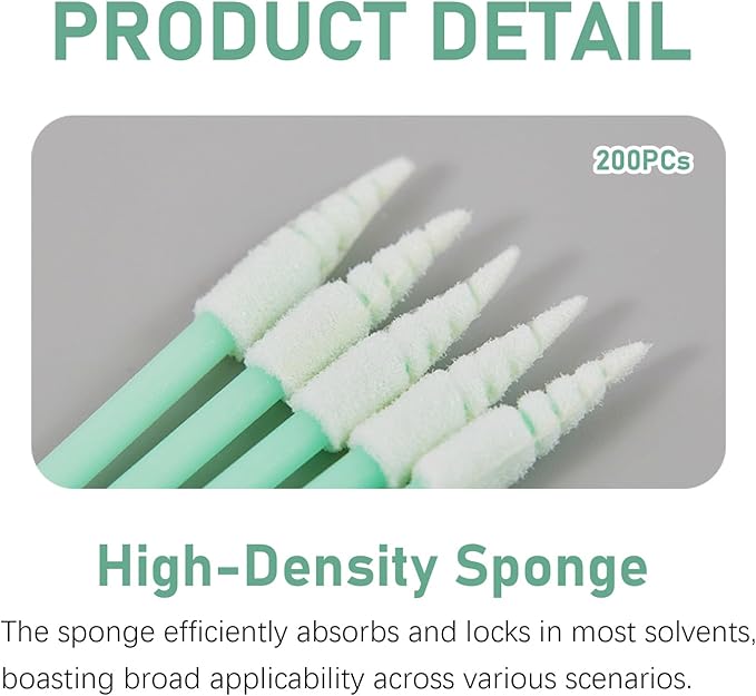 200 Pcs Cleaning swabs, Lint-Free High-Density Foam Sponge Lab Tip Swab Sticks for Precise Cleaning of Circuit Boards, Inkjet Printers, Camera Lenses, Optical Lenses, and Optical Equipment