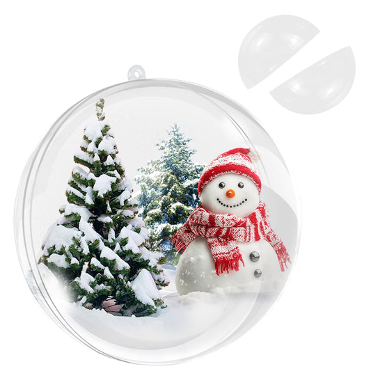 8 Inch Extra Large Clear Ball Ornaments, Christmas Oversized Balls Fillable DIY Clear Plastic Ornament Separate Transparent Christmas Balls for Xmas Ornaments Party Decor Crafts
