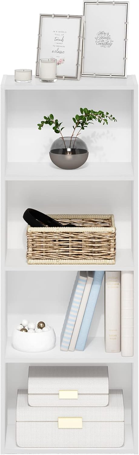 Furinno Luder Bookcase / Book / Storage, 4-Tier, White