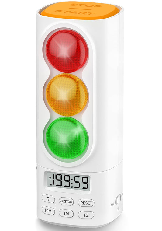 MeesMeek Traffic Light Visual Timer&ADHD Tool for Kids Adults Display Volume Adjustment, with 4 Ringtones for Classroom Desk Home Kitchen Game Countdown Pause Memory Function Charger Type C Included