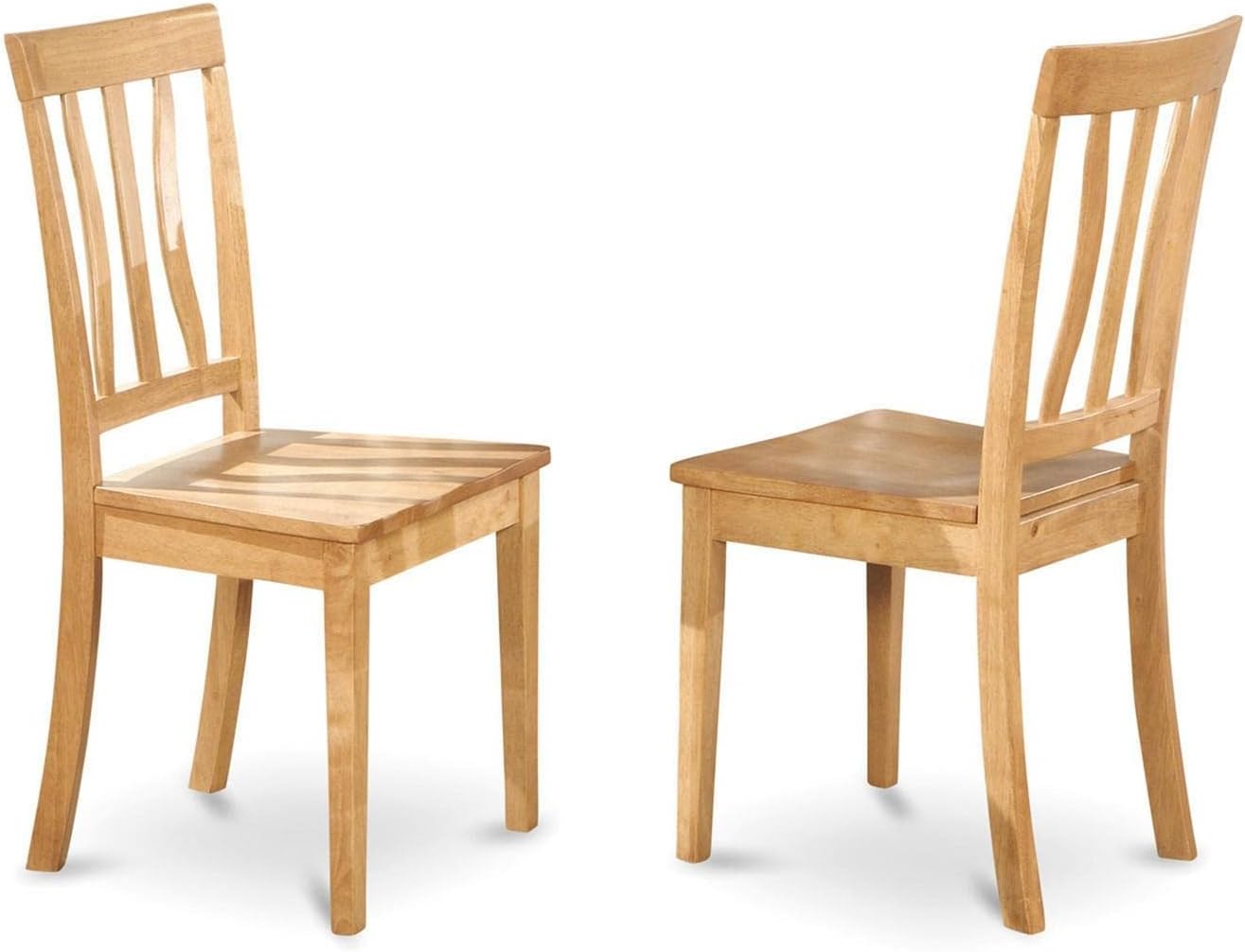 East West Furniture ANTI3-OAK-W 3 Piece Dining Set Contains a Round Kitchen Table with Pedestal and 2 Dining Room Chairs, 36x36 Inch, Oak