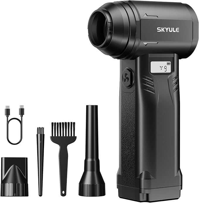 Compressed Air Duster-560g Super Power Airflow Electric Air Duster,10000mAh Rechargeable Cordless Mini Blower with LED Display,10-Gear Adjustable Electric Duster for Computer ,Car, Home, Outdoor