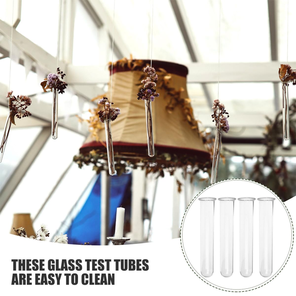 JOINPAYA 4pcs Glass Propagation Tubes Hydroponic Plant Test Tube Vases 2.5x3x18cm for Desktop Terrarium and Wall Terrarium Supplies
