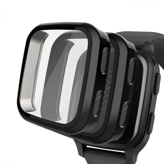 2 Packs Case Compatible With Garmin Venu Sq Screen Protector Built In 9H Tempered Glass, Nahai Hard Pc Cover Bumper All Around A