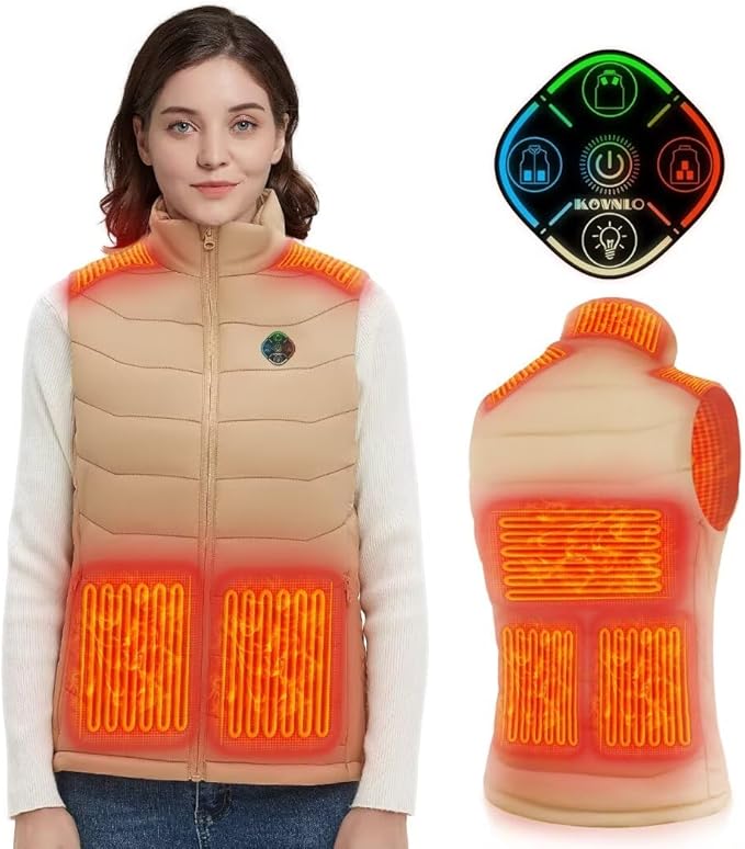 KOVNLO Heated Vest Women, (Battery Pack Not Included) Smart Controller With Lights-out, Electric Warming Heated Jackets