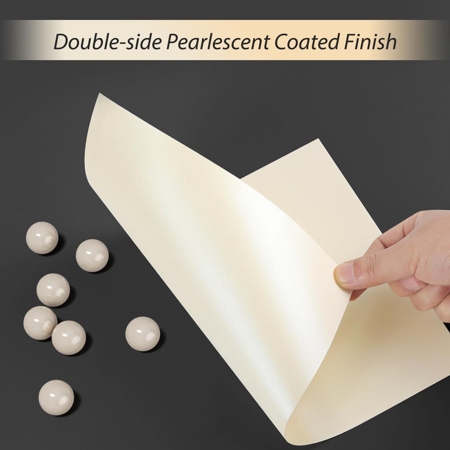 CreGear 100 Sheets Cream Shimmer Cardstock Printer Paper 8.5 x 11, 78lb/210gsm Glossy Card Stock, Premium Pearl Cardstock, Double Side Pearlescent Paper for DIY Craft, Christmas Card Making,Invitation