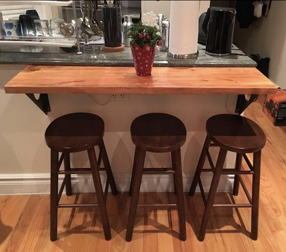 Industrial Rustic Wall-Mounted Table, Dining Table Desk, Pine Wood Wall-Mounted Bar Tables (40"X18")