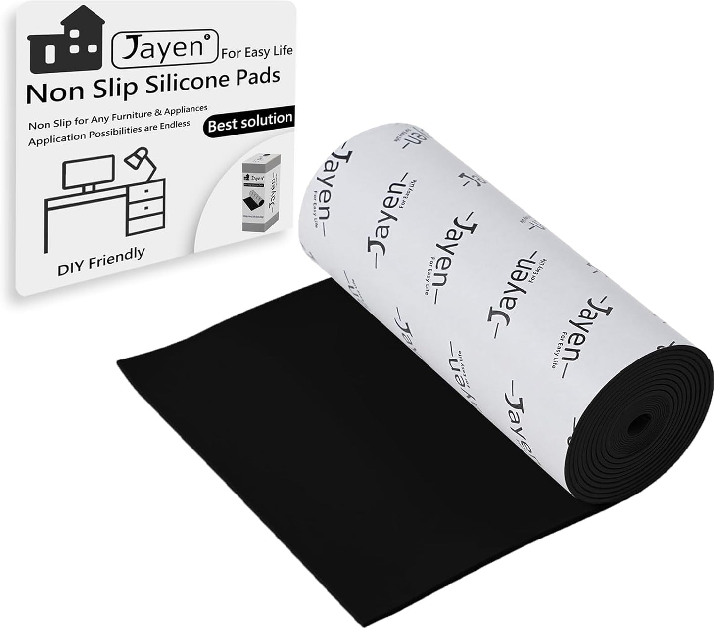 Non Slip Self Adhesive Silicone Cuttable Furniture Pads - 5x80 inch Anti-Sliding Rubber Floor Protectors for Any Furniture and Appliances