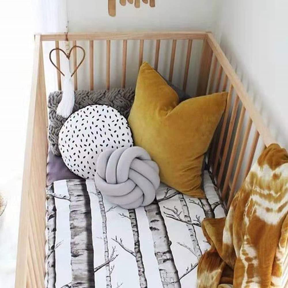 PUXU Knot Pillow Ball Round Cushion Pillows, Children Room Decoration Plush Toys Calming Stress Relief Toy (Dark Blue,11in/28cm)