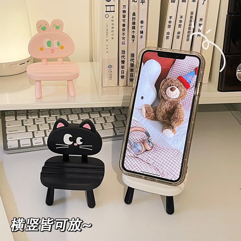 Super Cute Funny Face Animal Chair Cell Phone Stand, Adjustable Mobile Phone Support‌ Holder‌ Cellphone Mount‌ for Desk, Compatible with Phone 17 16 15 14 13, Smartphone, Pad, Tablet-Glass Dog