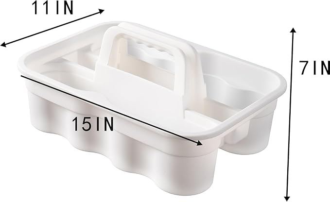 Matthew 3 Pack Large Plastic Tote Tool & Deluxe Supply Cleaning Caddy with Handle Portable Shower Basket Storage Caddy for Cleaning Products,Take-Out Drink,Bathrooms - White