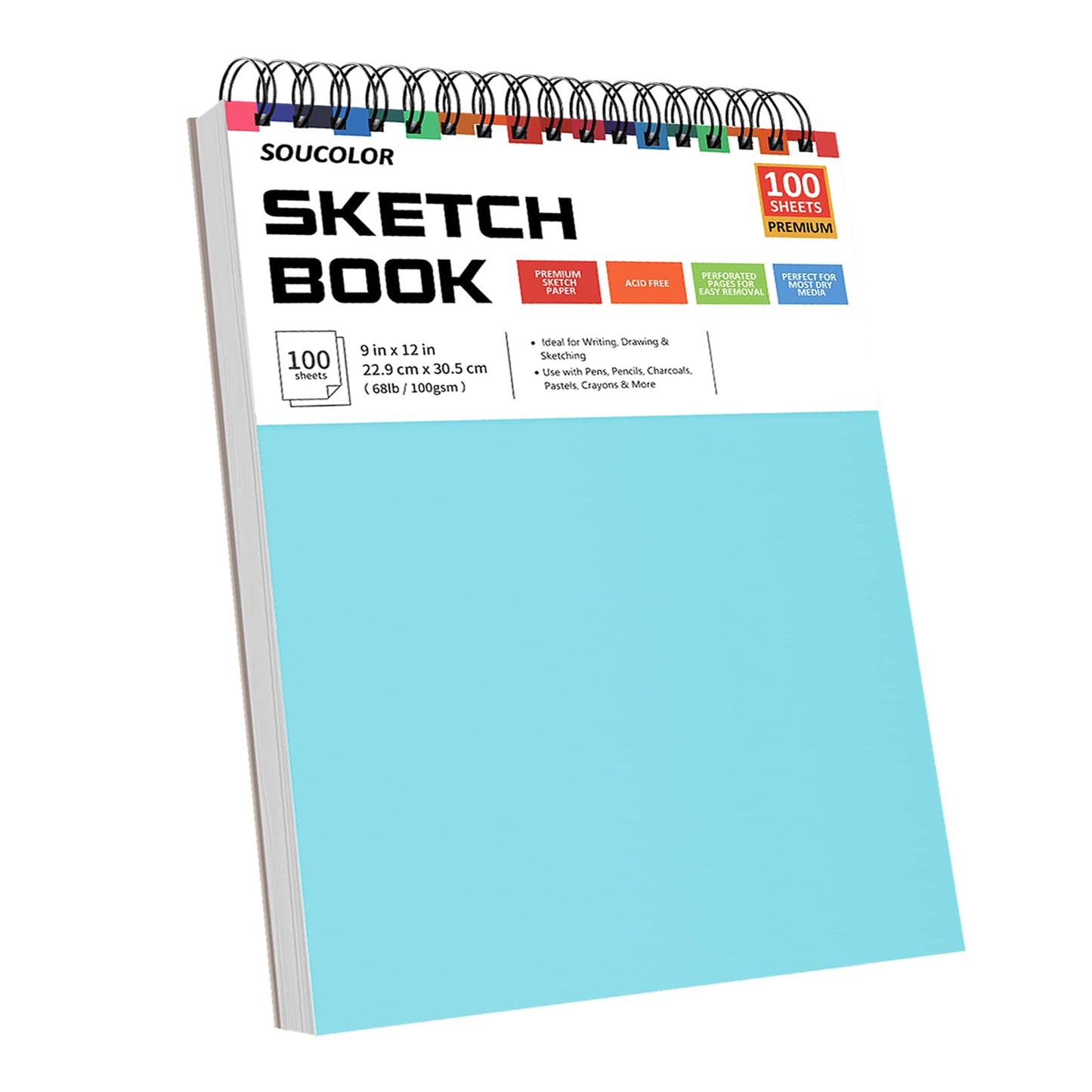 Soucolor Art Supplies Sketching Kit with 100 Sheets 2 Pack Sketchbook, Girl Gifts, Arts and Crafts for Kids Ages 8-12, School Supplies 9x12 Sketch Book Gifts for Kids Teens（Blue and Pink ）