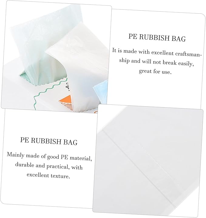 Yardwe 250pcs Disposable PE Trash Bags for Home Office Small Waste Organizers Tear-resistant Rubbish Bin Liners for Car Kitchen Bathroom