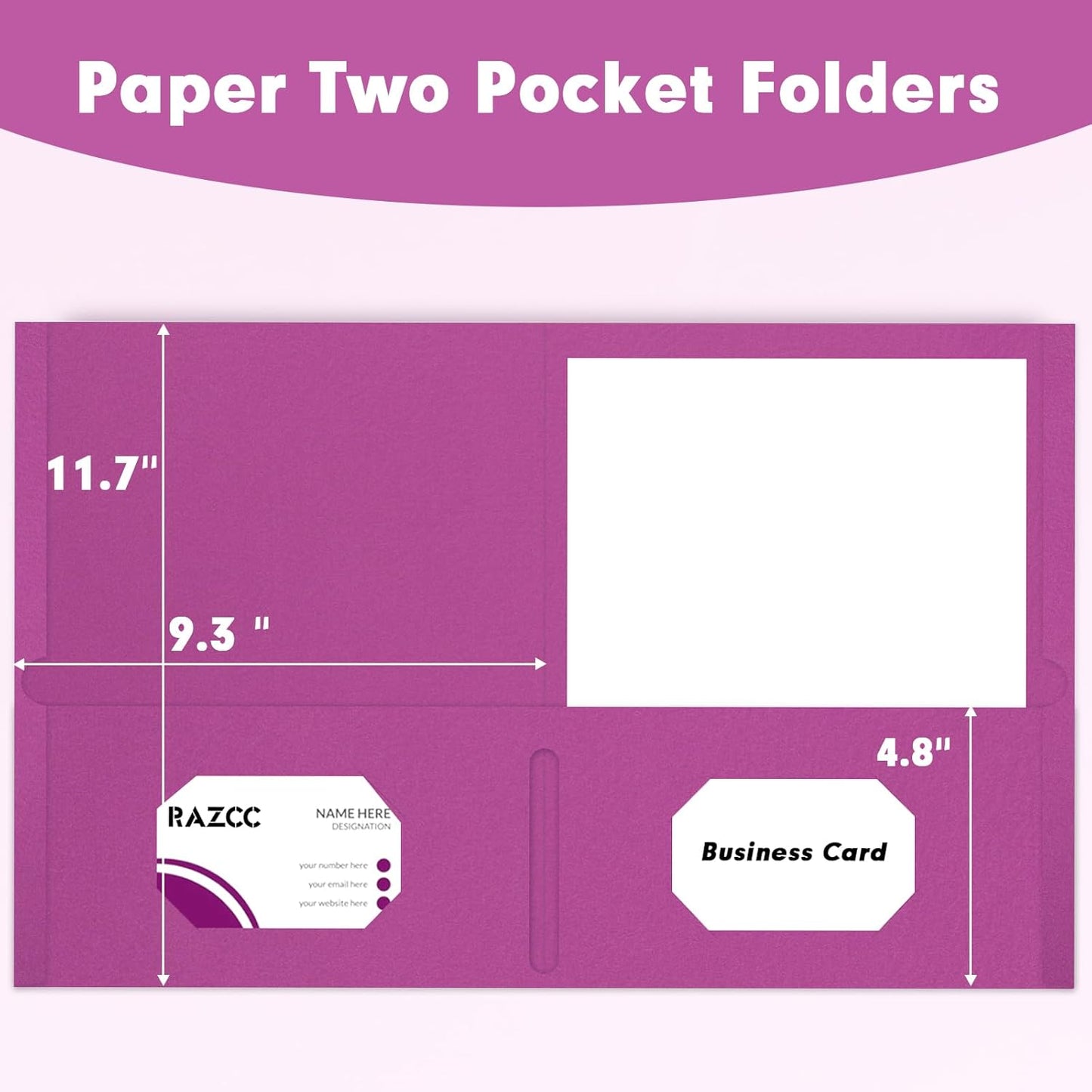 50 Pack 2 Pocket Folders - Letter Size, Rose Purple