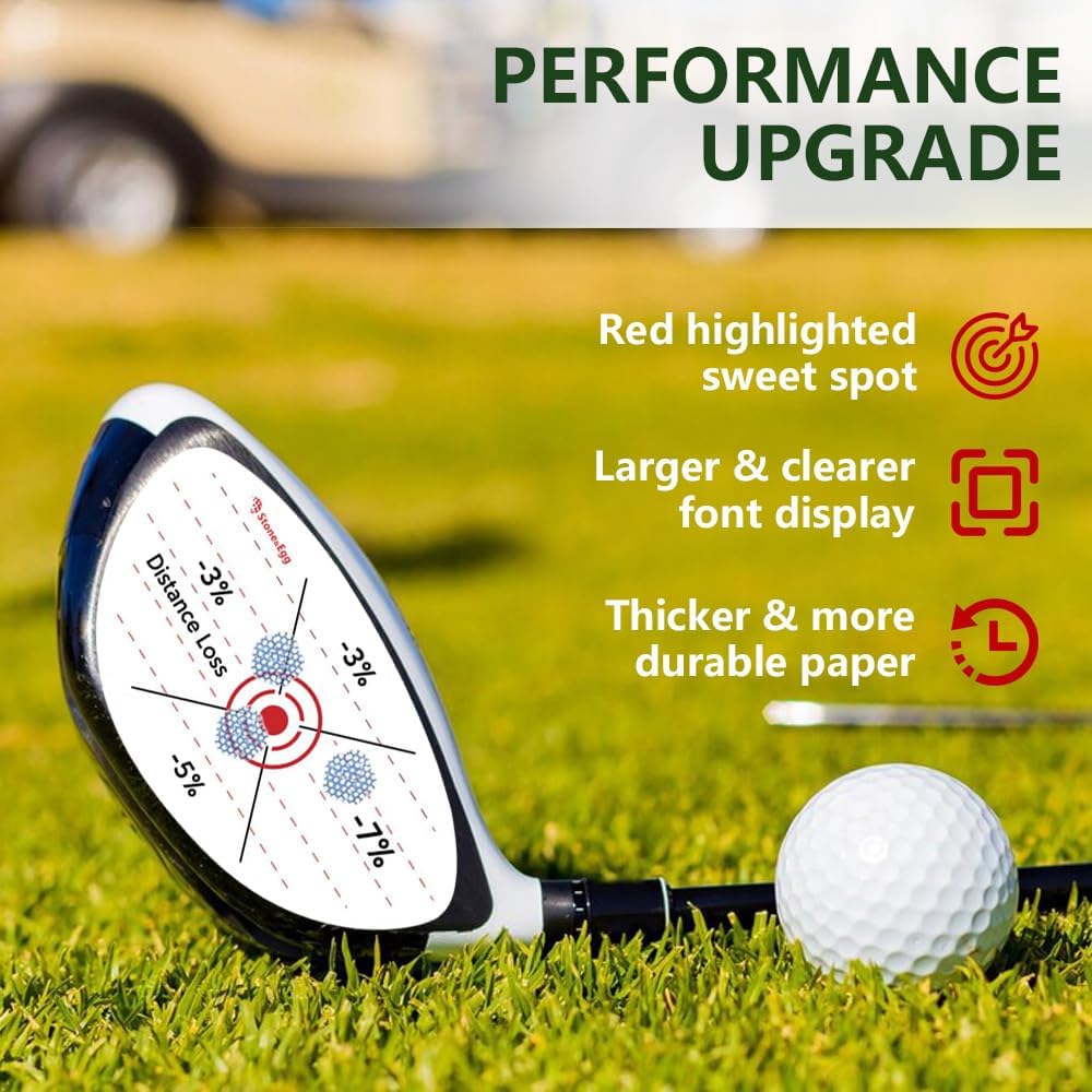 Golf Impact Tape, Self-Teaching Sweet Spot and Consistency Analysis, Golf Club Impact Stickers for Iron, Wood & Fairway Clubs, Non-Residue, Swing Training Aid Impact Labels