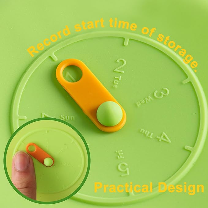 Silicone Stretch Lids for Food Storage, Reusable Stretch and Seal Lids with Easy-open Pull Tab and Day Indicator, 6 Pcs Silicone Dustproof and Fresh-keeping Covers Set for Cups/Cans/Jars/Bowls
