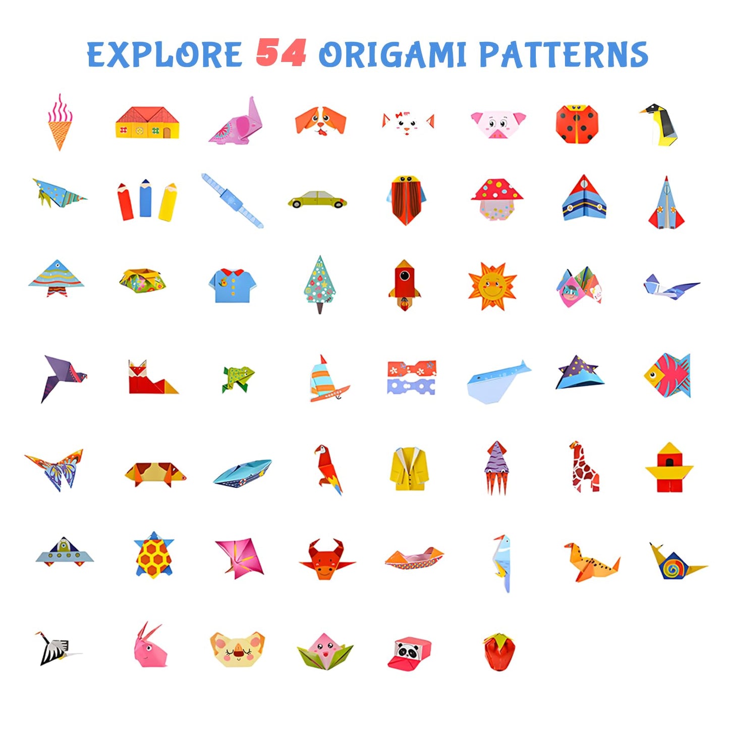 Origami Kit for Kids Ages 5-16, 116 pages with 54 Patterns & Instruction Book | Origami Paper Kit for Beginners & Advanced | Arts & Crafts Toys for Girls & Boys Ages 8-12 | Birthday & Christmas Gifts
