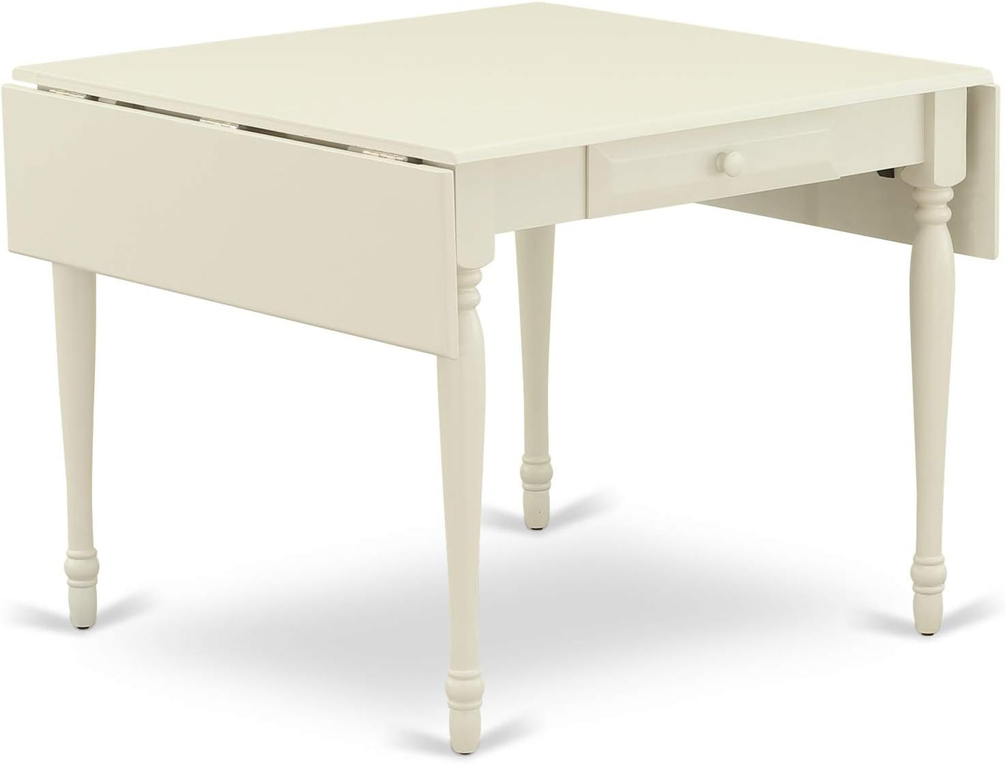 East West Furniture MZLA3-LWH-06 3 Piece Kitchen Table & Chairs Set Contains a Rectangle Dining Table with Dropleaf and 2 Shitake Linen Fabric Upholstered Chairs, 36x54 Inch, Linen White