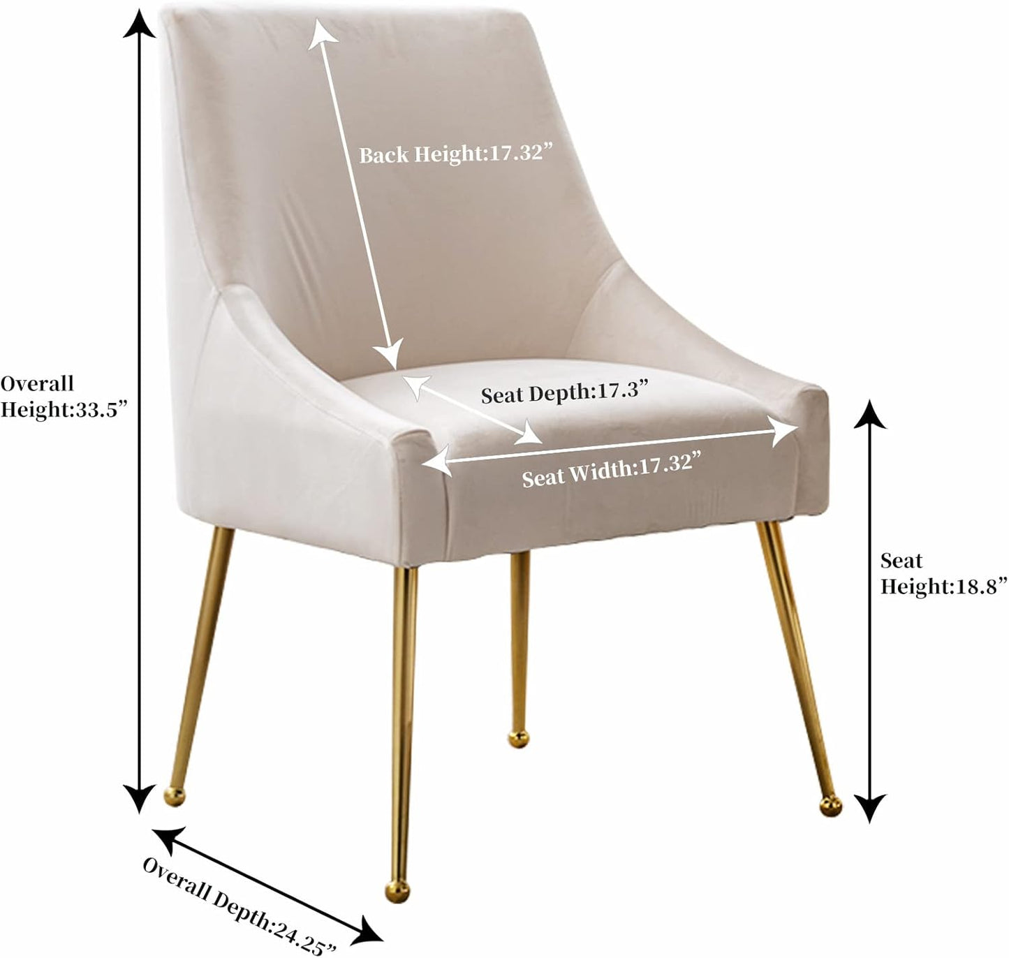 Modern Velvet Dining Chairs Set of 4, Contemporary Upholstered Furniture Collection with Polished Gold Metal Legs, Elegant Accent Chairs for Kitchen Living Room(White)