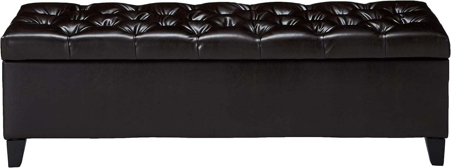 Christopher Knight Home Ottilie Leather Storage Ottoman, Brown