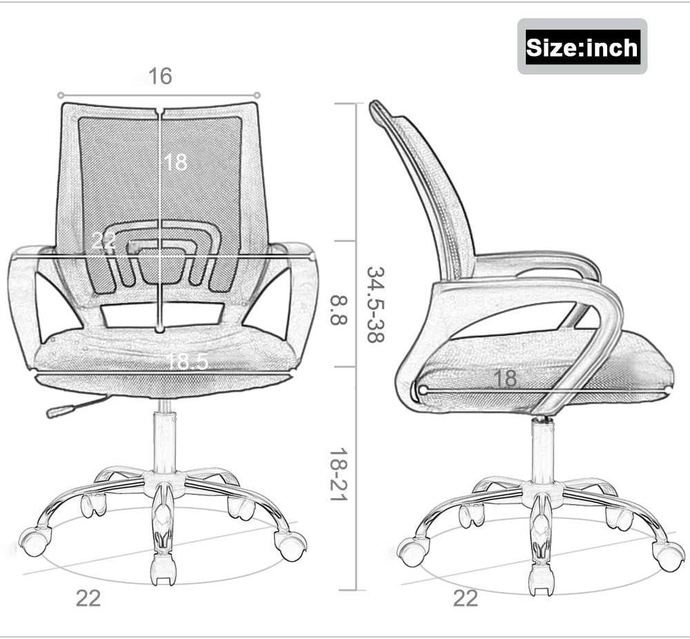 BestOffice Office Computer Chair Ergonomic Mesh Desk Chair with Lumbar Support Modern Executive Adjustable Stool Rolling Swivel for Back Pain (Orange)