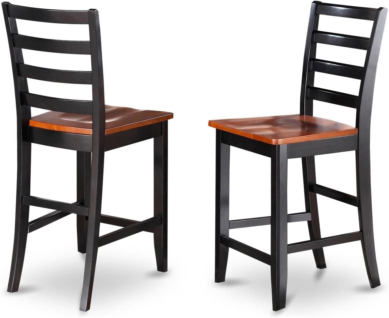 East West Furniture TRFA5-BLK-W 5 Piece Counter Height Pub Set Includes a Round Dining Room Table and 4 Kitchen Chairs, 42x42 Inch, Black & Cherry