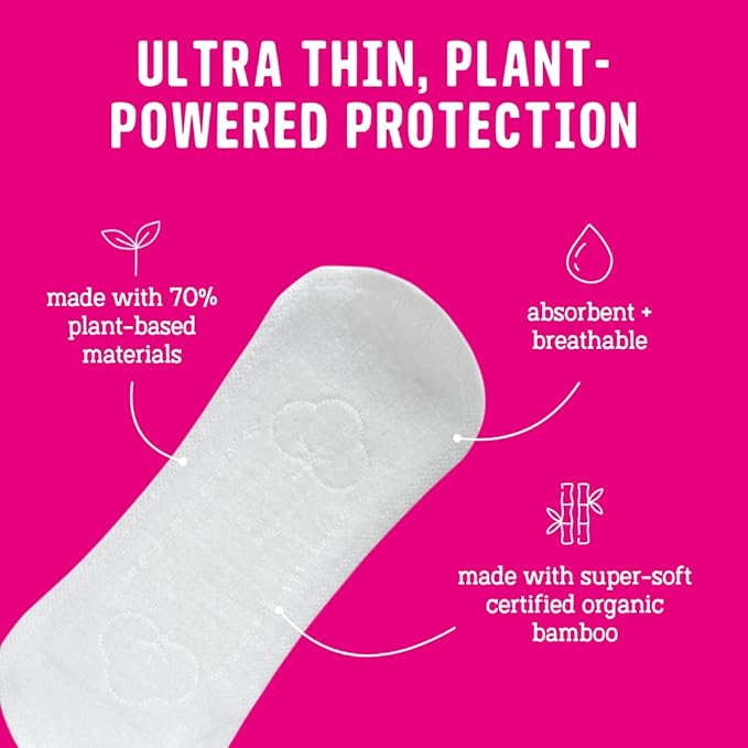 Flo - Unwrapped Long Liners (24 Pack) Light Flow - Natural, Absorbent, Soft & Breathable - Made with Organic Bamboo - Panty Liners for Women - No Chlorine Bleach or Fragrance - Vegan & Cruelty Free