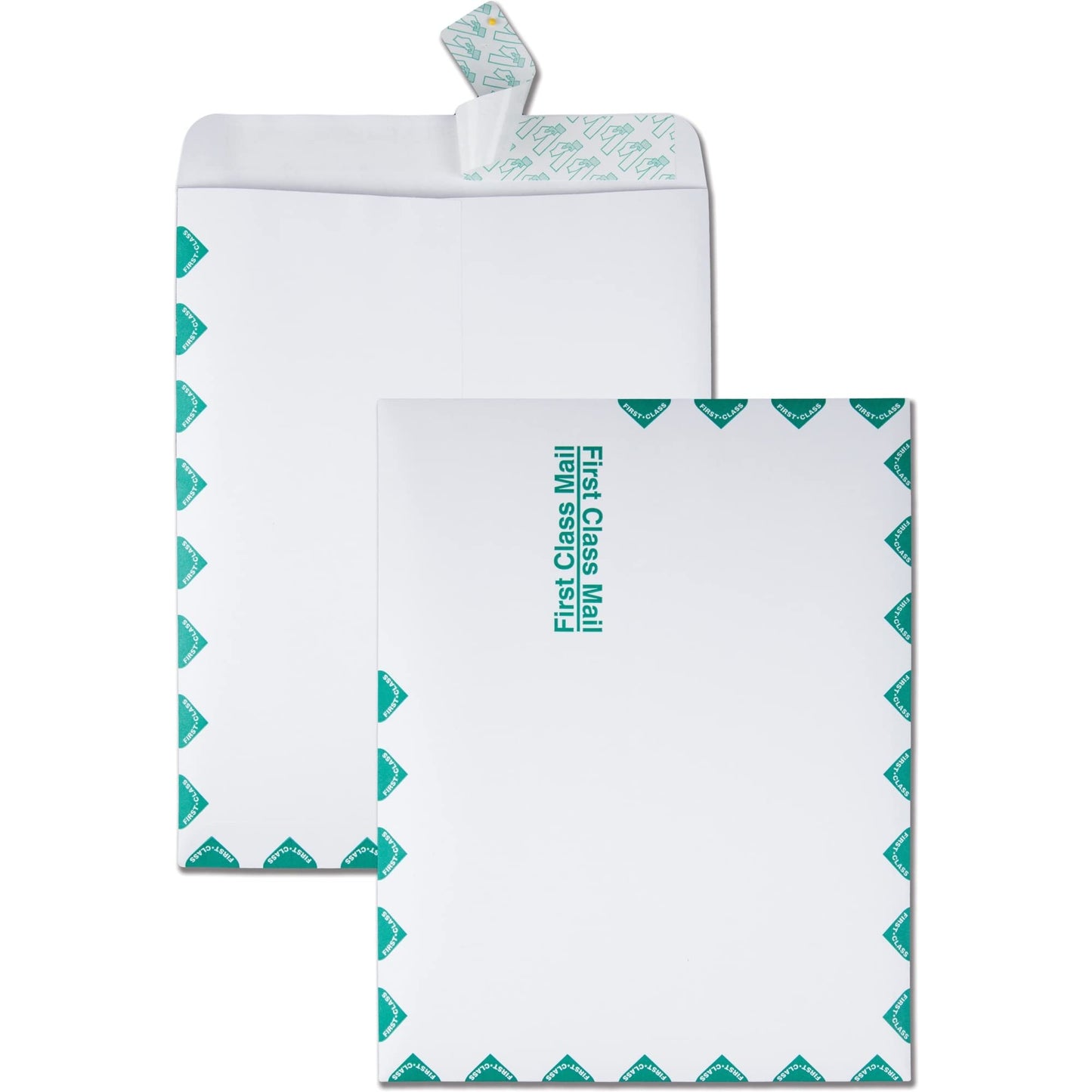Quality Park 10 x 13 First Class Catalog Envelopes, First Class Border, Redi-Strip Self-Sealing Closure, 28 lb White Wove, 100 per Box (QUA44786)