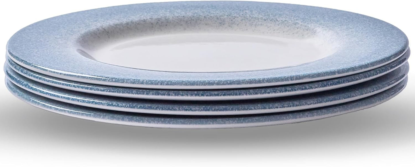 Portmeirion Potter's Mist Dinner Plate (Set of 4) - 8-Inch Stackable Earthenware Plates - Microwave & Dishwasher Safe, Handcrafted Dinnerware for Casual & Formal Table Settings (Blue Mist)