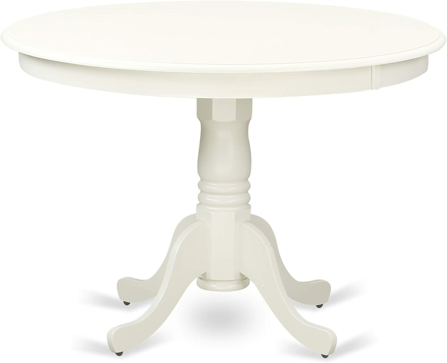 East West Furniture HLIP5-LWH-C 5 Piece Dining Set Includes a Round Dining Room Table with Pedestal and 4 Linen Fabric Upholstered Chairs, 42x42 Inch, Linen White