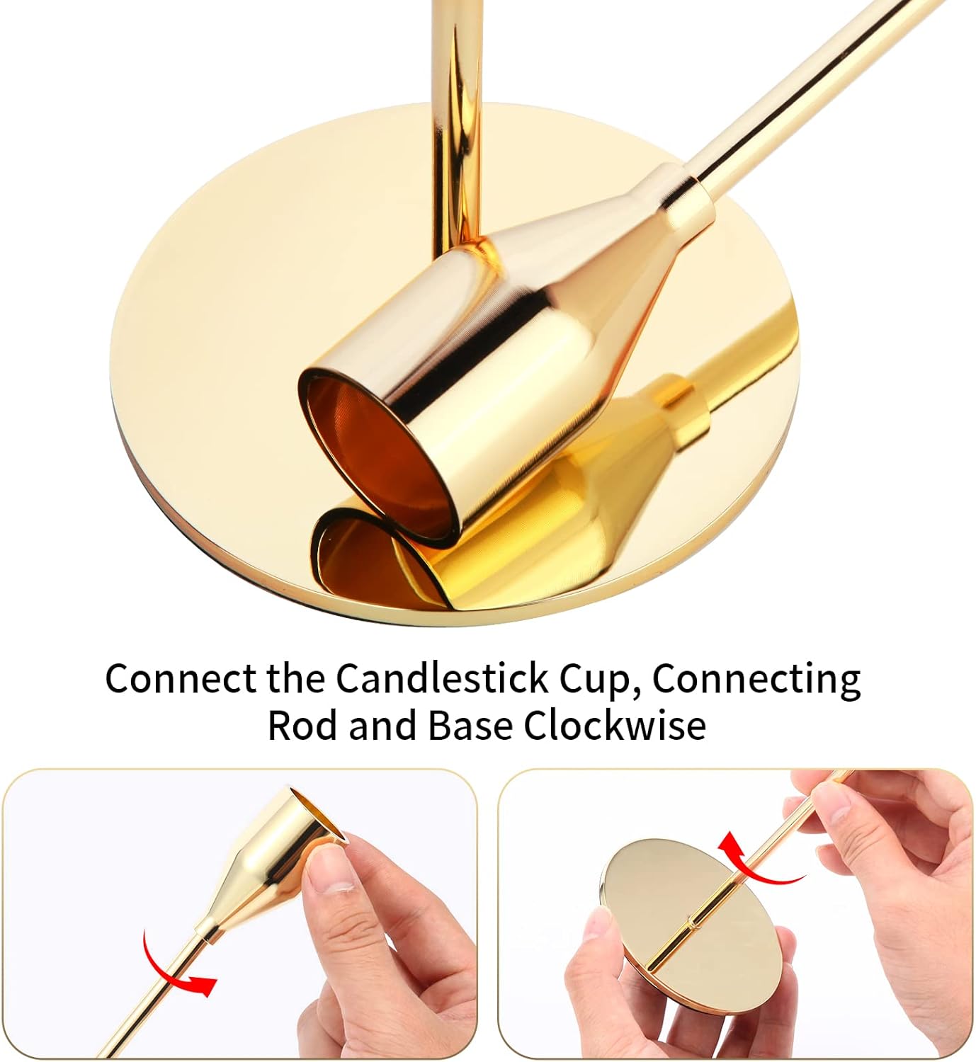 Metal Gold Taper Candle Holder for Wedding, Dinning, Party, Fits 3/4 inch Thick Candle&Led Candles (Set of 6 Pcs)