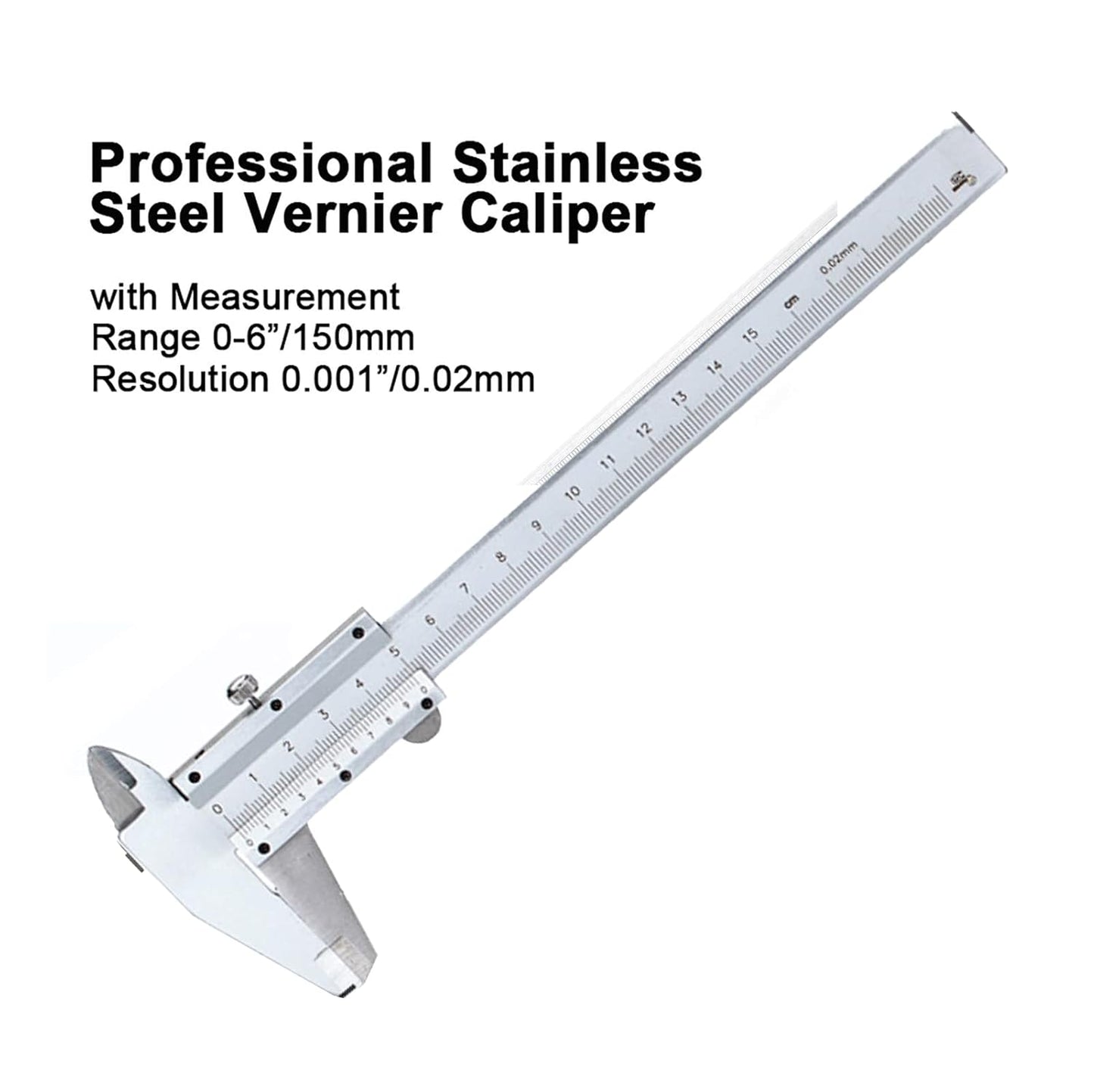 Vernier Caliper, 0-6inch/0-150mm Manual Micrometer, Stainless Steel Caliper,0.02mm/0.001" High Precision, Durable Slide Caliper Measuring Tool