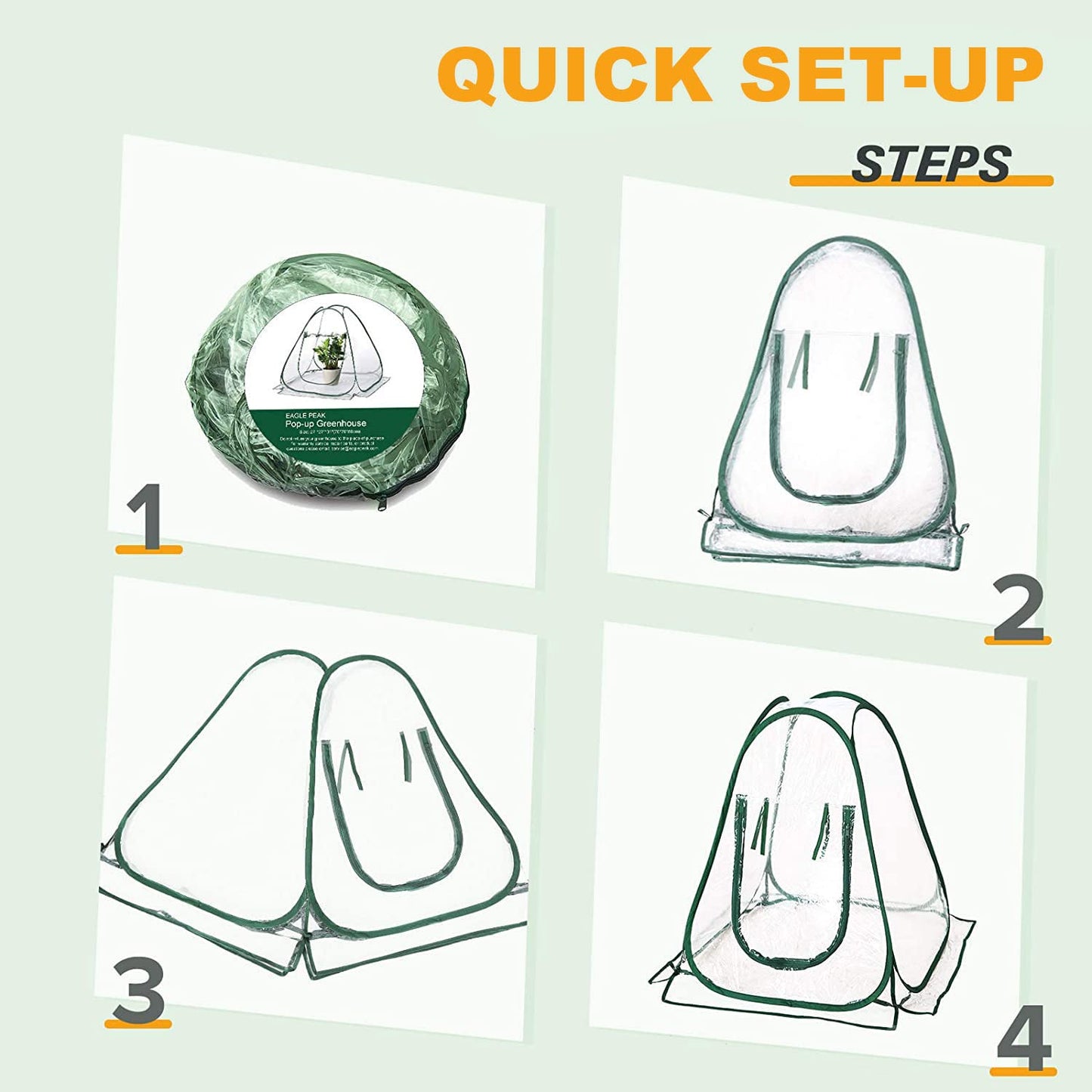 2pcs Quick Set up Mini Greenhouse Portable Small PVC Cover for Garden Flower and Flowerpot Cold Frost Protector Portable Carry Bag with 8 Stakes(PVC(27" L x 27" W x 31" H))