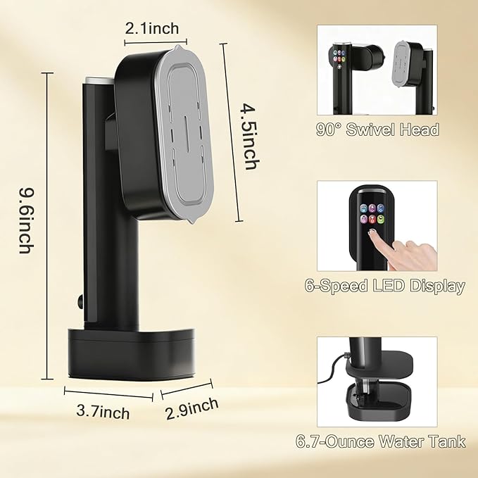 Travel Steamer for Clothes, Lcd Display, 1300W Powerful Garment Steamer, Clothes Steamer Handheld, Portable 2-in-1 Travel Iron for Clothes, 200ml Water Tank, 10S Fast Heat-up, for Travel and Home