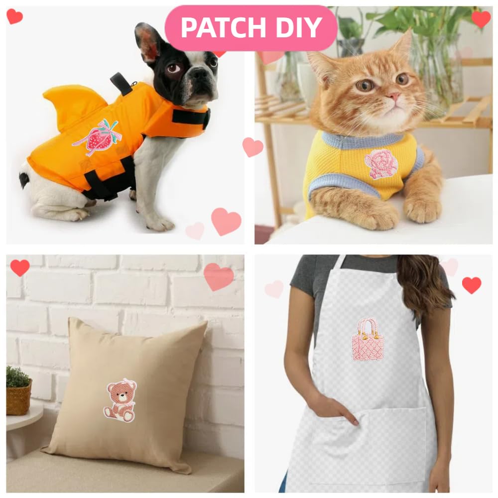 20 Pcs Preppy Valentine's Day Style Iron on Patches, Random Girl Cowgirl Theme Embroidered Vintage Sew on Patches, Cute Applique Repair Patches for DIY Clothing, Jackets, Hats, Backpacks, Jeans