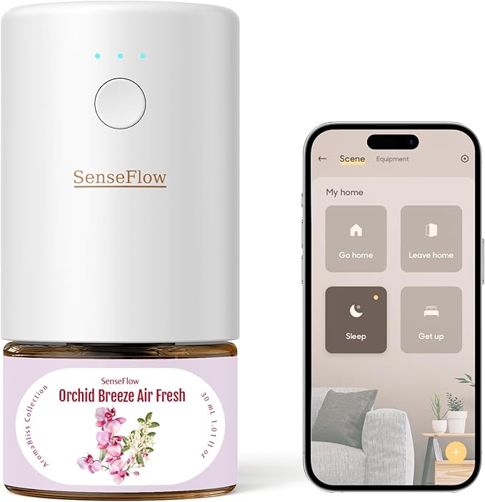 SF101S Smart Wi-Fi Waterless Plug-In Air Freshener, 100% Plant-Based Ultrasonic Diffuser, Adjustable 120-Day Scent Air Mist, Covers 100㎡ for Home, Hotel-Orchid Breeze Air Fresh