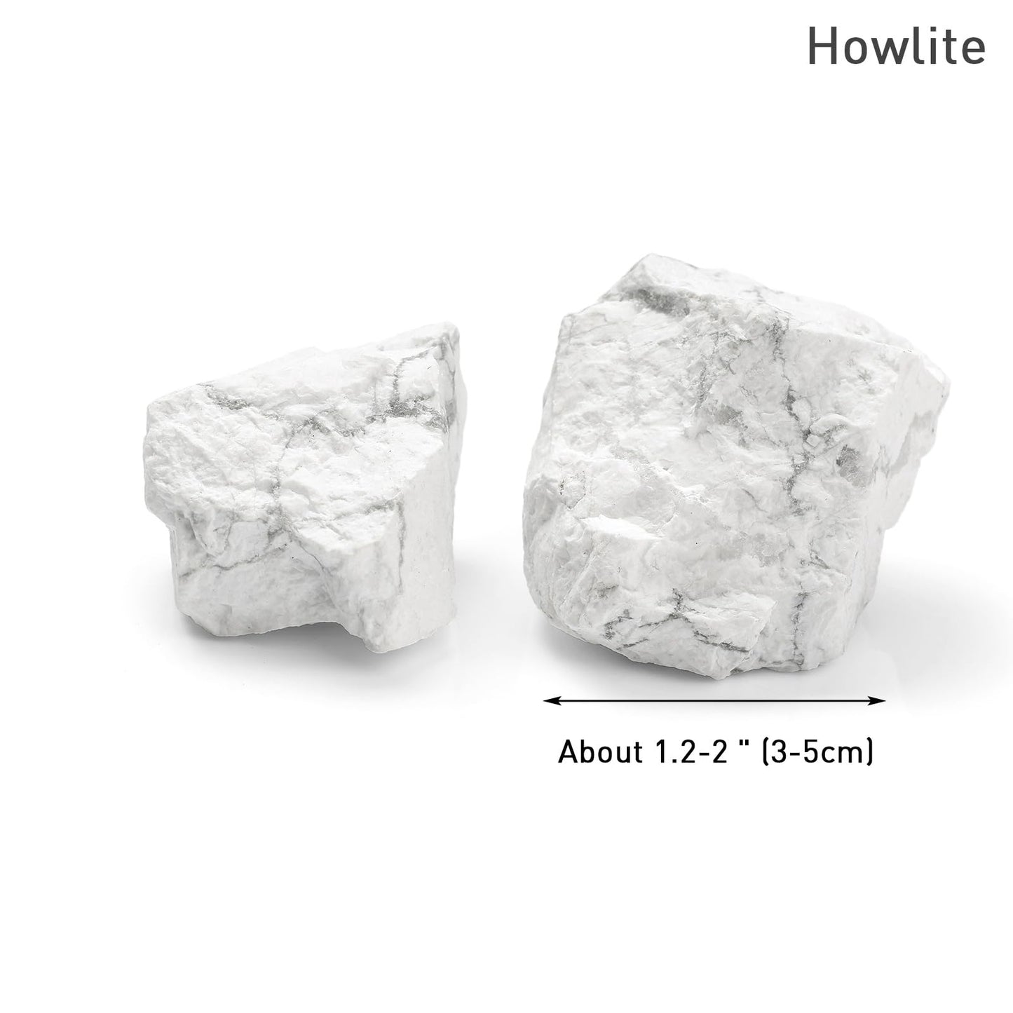 GolbalJew Howlite Natural Raw Crystals 2PCS Healing Crystal Stones 1.2-2.0” Reiki Healing Gemstones for Meditation Chakra Balance Home Decor