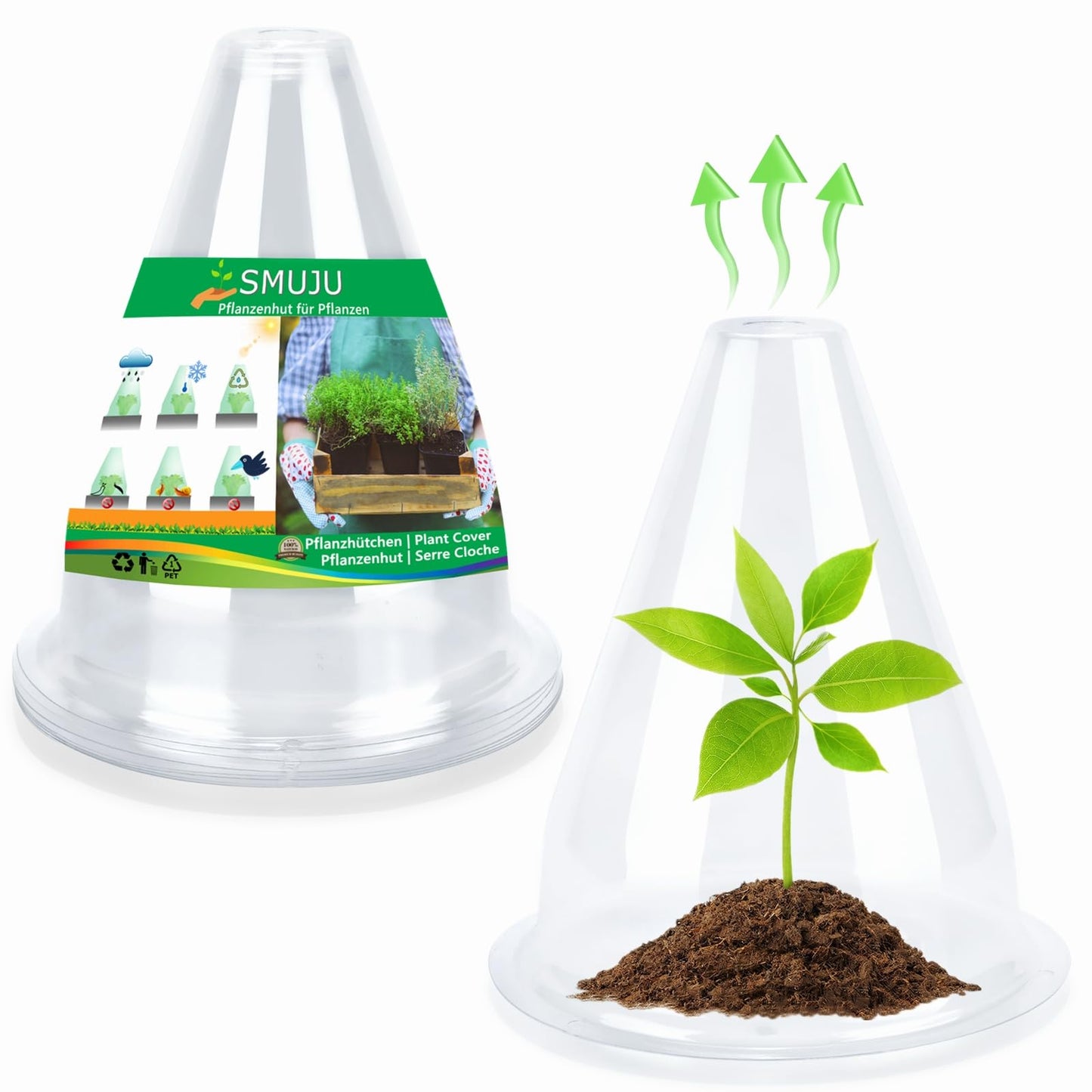 【24 Pieces】 Garden Cloches for Plants, Plant Cover Plant Protectors Transparent Bell Jar Cloches Protection Plants from Birds, Slugs, Frost, Freeze Weather, 7.8" D x 9.4" H, Transparent