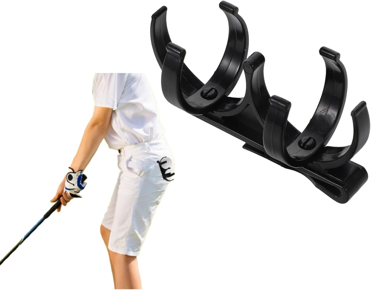 POPETPOP Golf Ball Holder: Rotatable Foldable Golf Ball Clip for Outdoor Sports - Attachment to Waist Belt, Bag (Dual Capacity, Black)