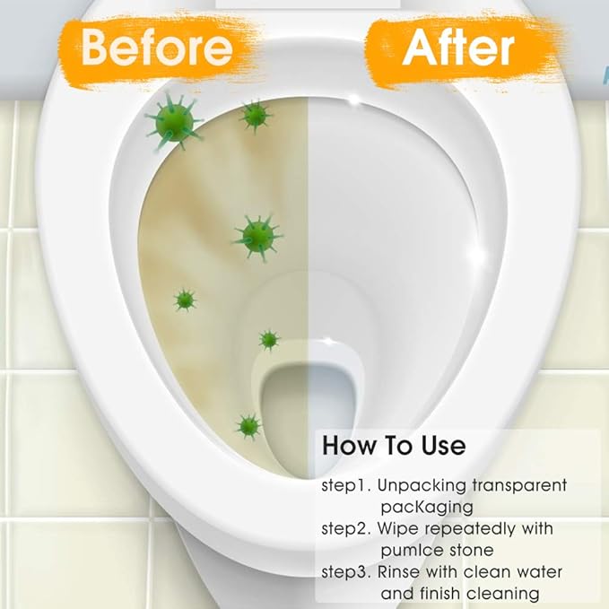 2 Pack Toilet Cleaner Hard Water Build up Remover with Ergonomic Handle, Pumice Stone Cleanning Tool Stain Hard Water Ring Cleaner for Toilet, Pool, Bathroom, Sink