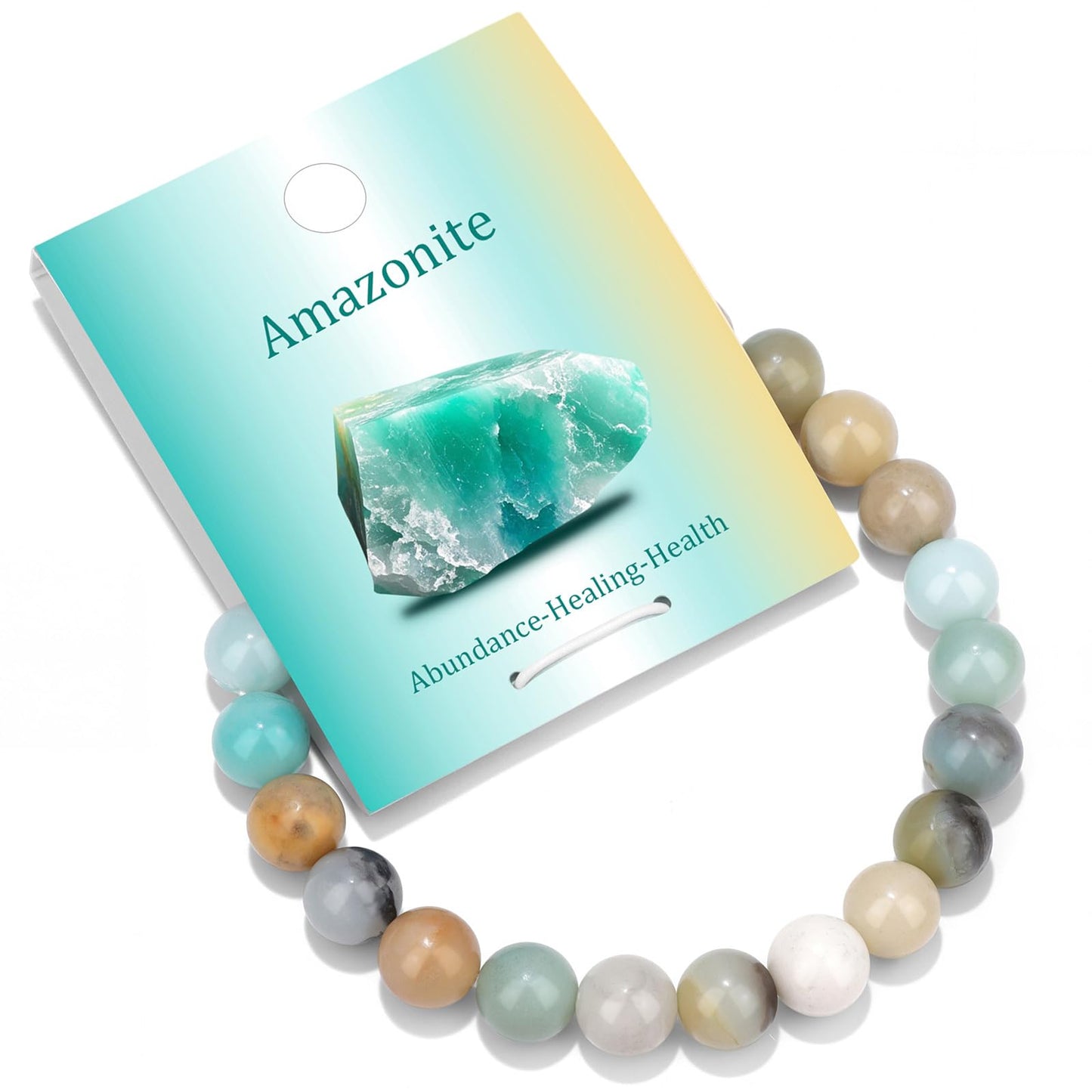 Vinswet Healing Crystal Bracelets for Women Men 8mm Amazonite Natural Stone Beaded Stretch Bracelet Handmade Gemstone Reiki Spiritual Jewelry Gifts