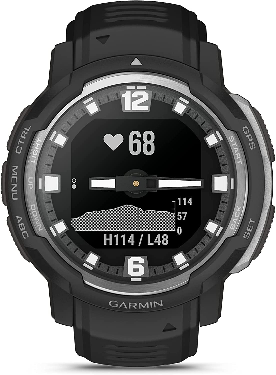 Garmin Instinct Crossover Rugged Hybrid Smartwatch Black With Watch Charging Stand, 2-Port Car Adapter, Wall-Adapter & Watch Cle