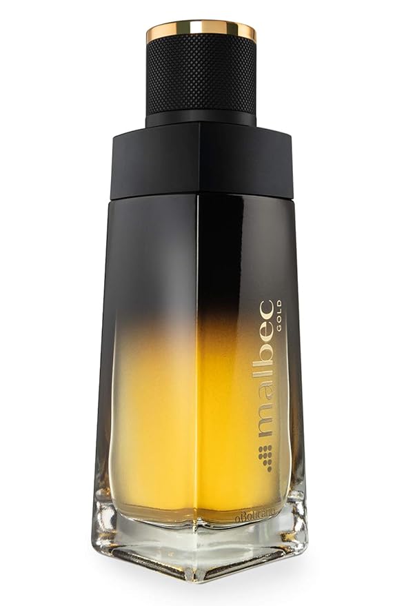 Malbec Exquisite Gold Eau de Toilette By O Boticário, Cologne For Men Long Lasting Men's Fragrance, French Oak Barrel-Aged Red Wine & Amber Scent, 3.4 Ounce