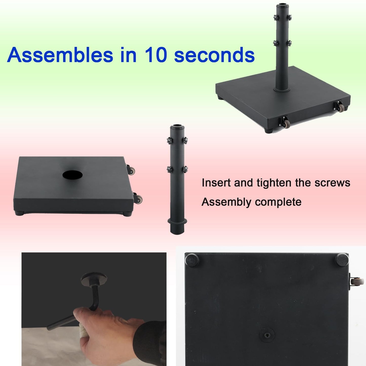 Atsasaye 45lbs Umbrella Base Patio Heavy Duty Umbrella Stand Outdoor Base for Φ1.2''-Φ2.2'' Pole Steel Square Weighted Stand for Backyard,Garden,Deck,Poolside
