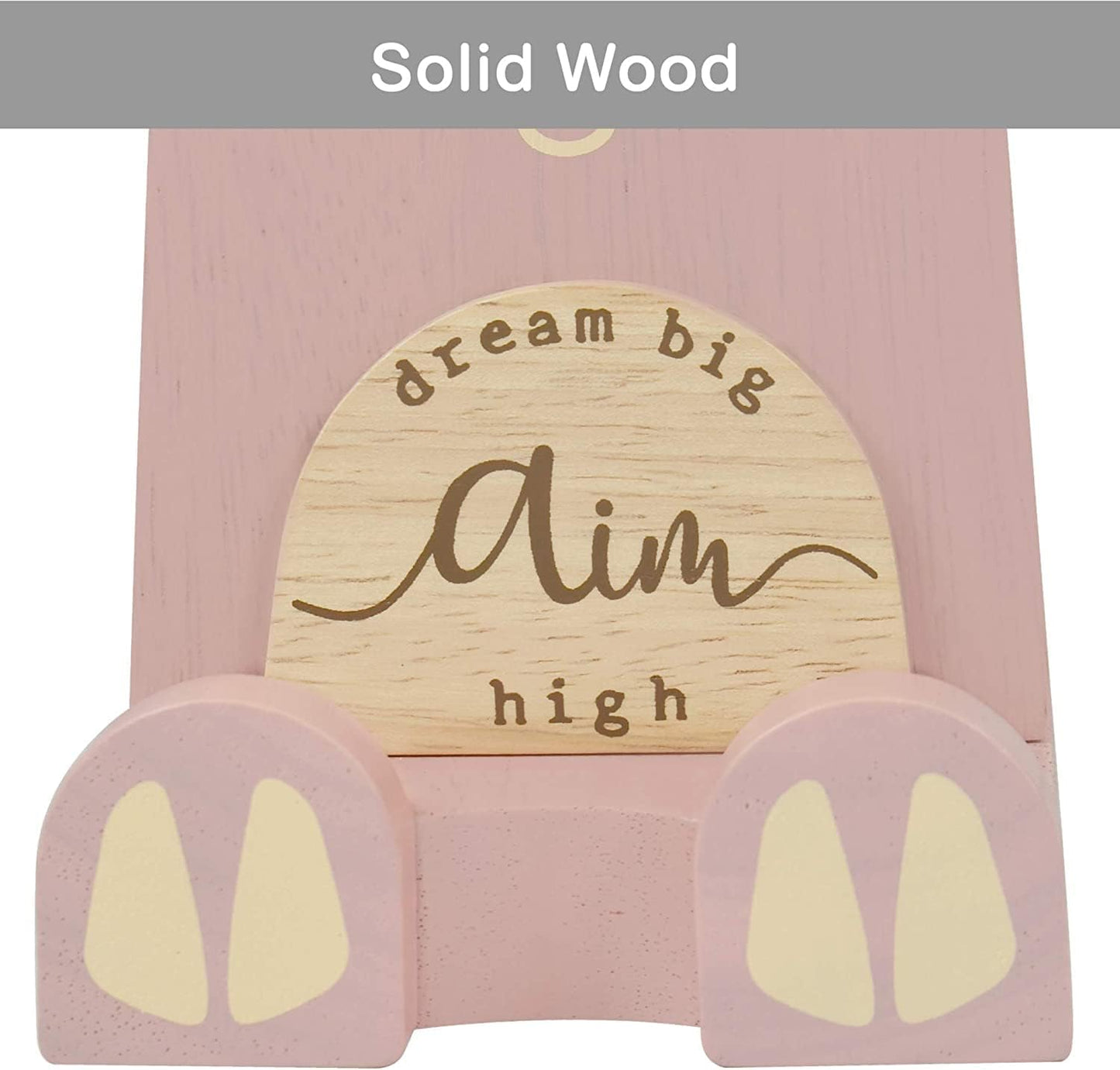 Wood Multipurpose Eyeglass Phone Pen & Pig Pencil Holder Stand Stationery Desk Box Organizer Accessories Decor, Home Office Desktop Decoration Birthday Graduation Gifts “Dream Big Aim High” (Piggy)