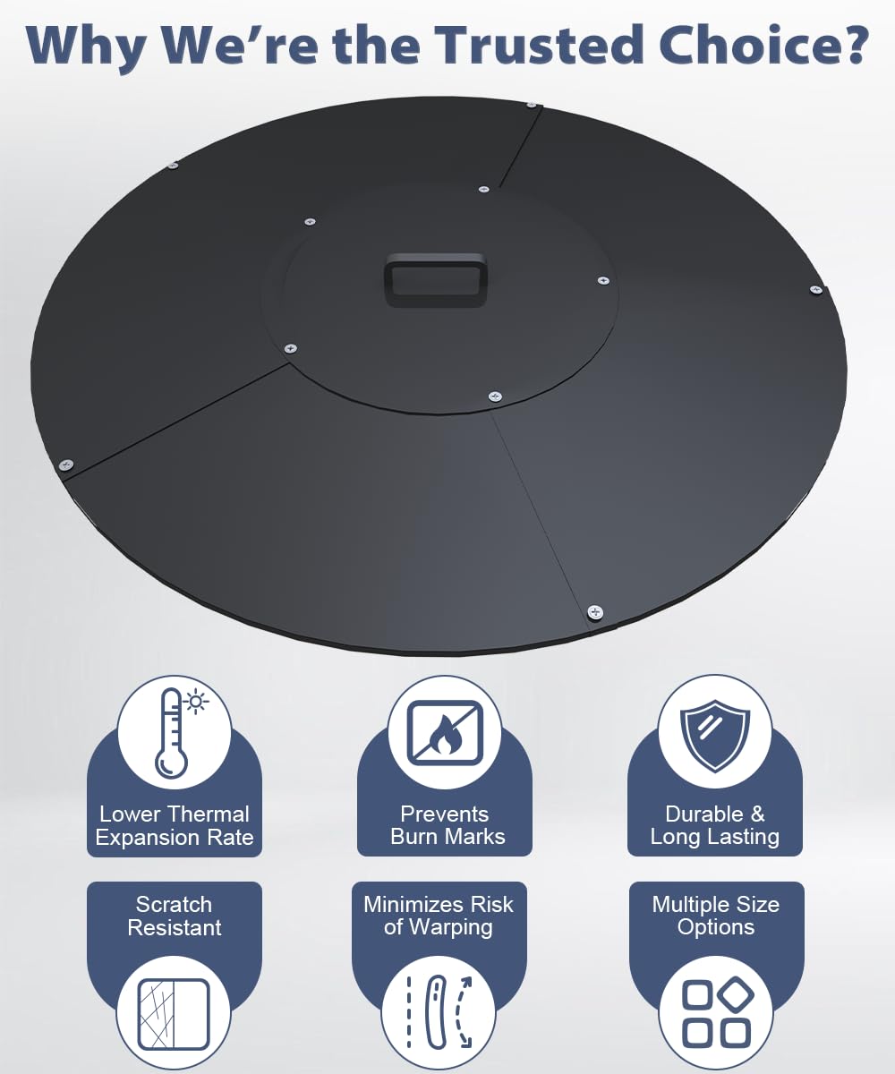 Ardier 32" Round Fire Pit Lid Fits for Bonfire Pits up to 30", Metal Cover with Handle, All-Weather Resistance Outdoor Firepit Accessory, Smokeless Fire Pit Cover for Fire Tables