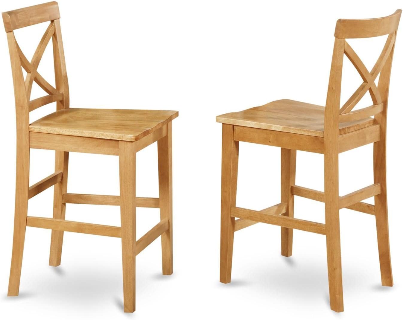 East West Furniture JAPB3-OAK-W 3 Piece Counter Height Pub Set for Small Spaces Contains a Round Kitchen Table with Pedestal and 2 Dining Room Chairs, 36x36 Inch, Oak