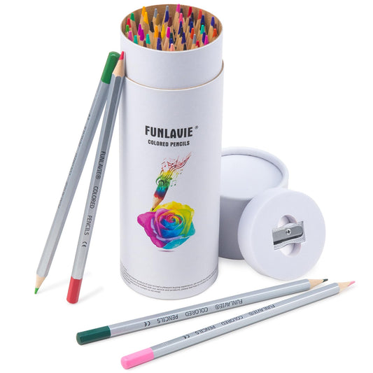 FUNLAVIE 48 Colored Pencils for Adult Coloring Books,Premium Soft Core Coloring Set,Professional Drawing Pencils for sketching & Painting, Art Supplies for Artists,Oil-Based with Sharpener