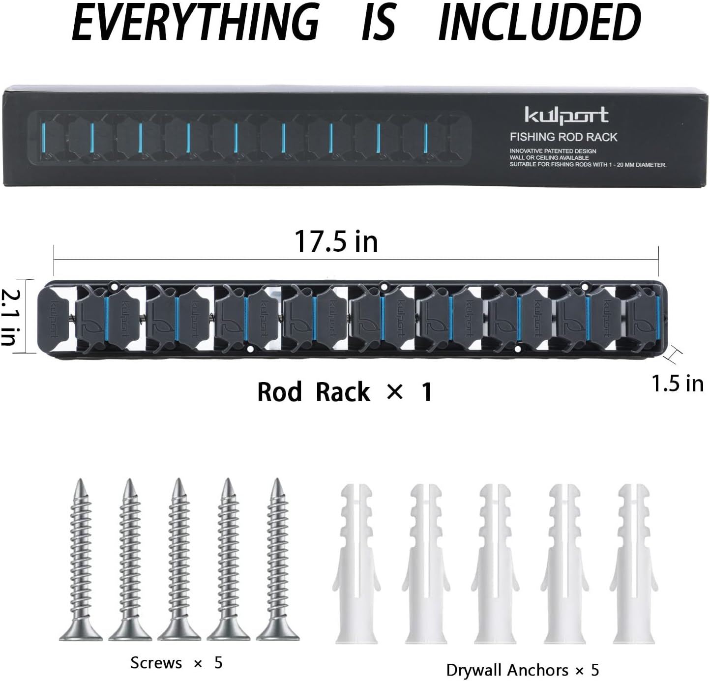 Fishing Rod Holder, Wall-Mounted Fishing Rod Rack, Vertical Fishing Pole Holder Holds Up to 9 Rods or Combos, Fishing Rod Rack for Garage Organization System & Fits Most Rods
